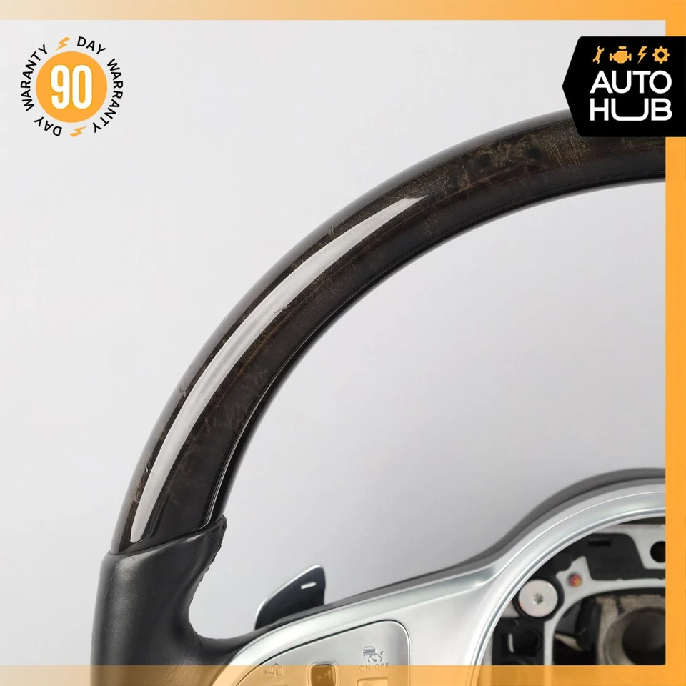 Volante madera Mercedes W222 S450 S600 18-21 con palancas de cambio OEM 28k Foto 3 de 4