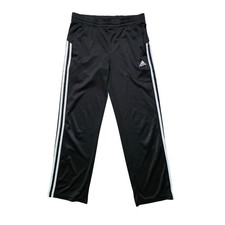 Adidas Track Pants Boys Small Black 3 Stripes Polyester Athletic