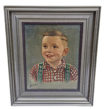 George Portrait D'Enfants Jeune Portrait Ölbild sur la Toile Signé Tableau Cadre