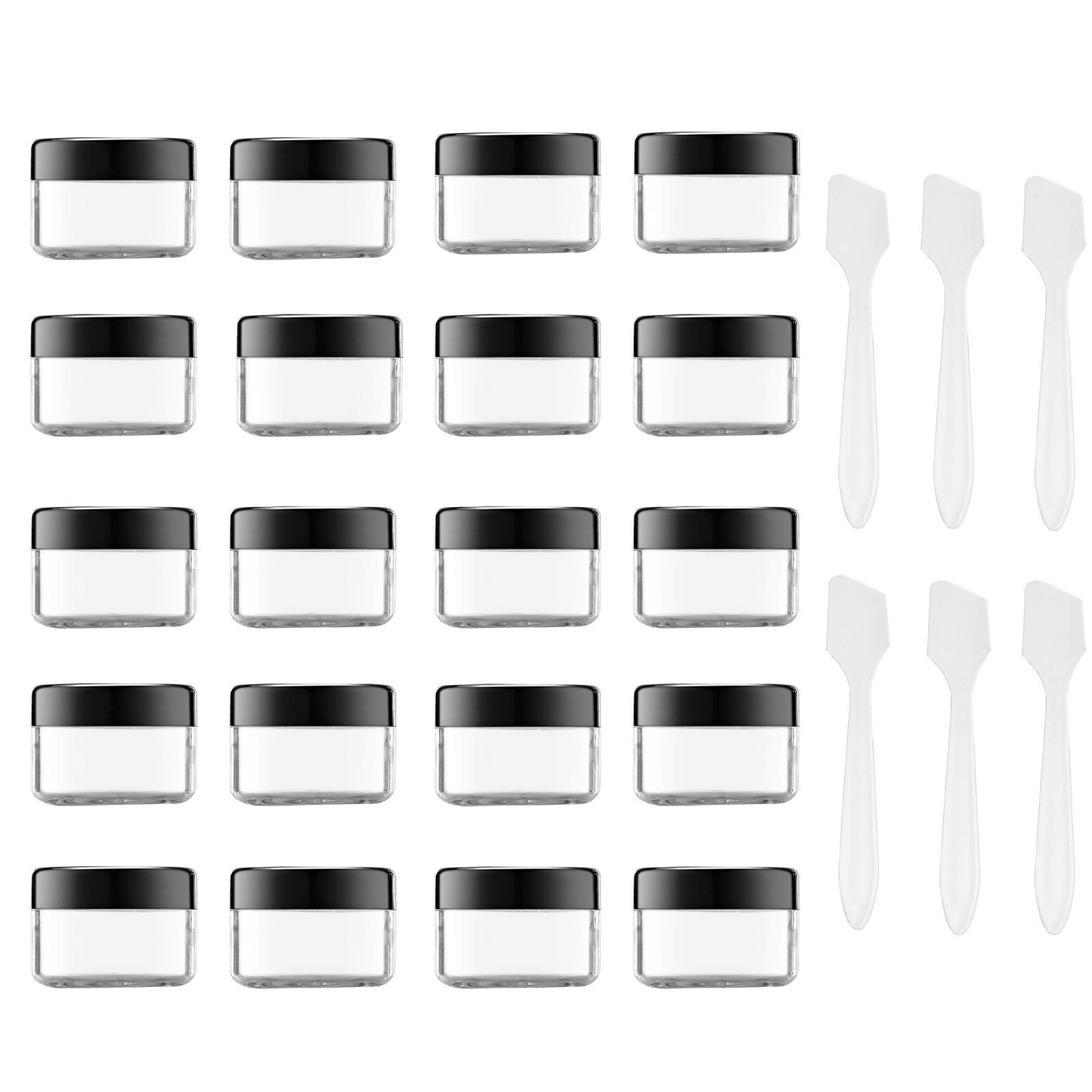 20 Pots Crème Vides 15ml en Plastique Transparent pour Échantillons Cosmétiques Voyage