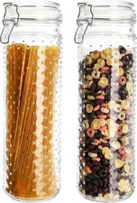 2 Pcs 60 Oz Glass Food Storage Jar Canister with Airtight Seal Lid - Large