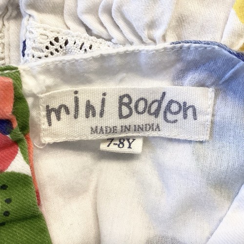 Mini Boden Short Sleeve Floral Cotton Dress with Lace Accents - White - 7-8 - Picture 6 of 7