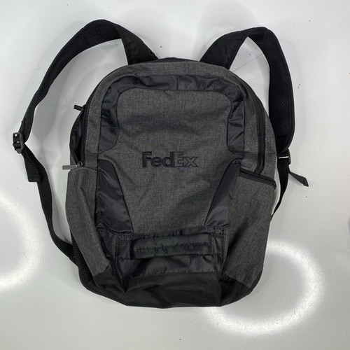 FedEx Backpack Gray Black Technology Laptop Padded Bag with USB Cord 18"