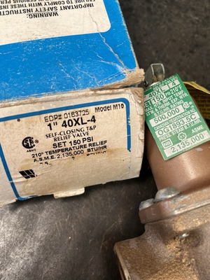 #ad Watts 40XL 4 Temperature amp; Pressure Relief Valve 150 PSI 1 in Brass Elbow $100.00