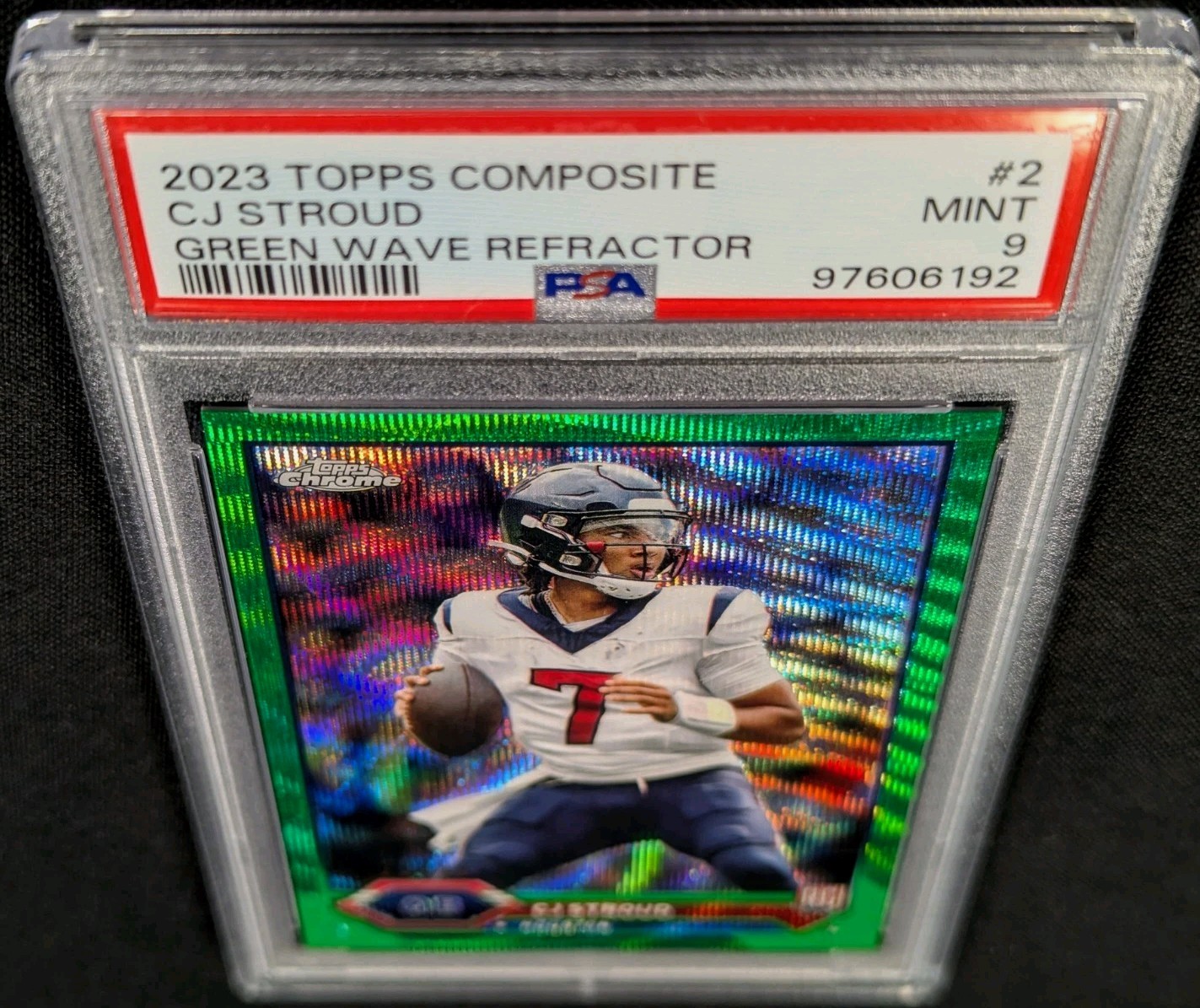 PSA 9 SSP RC #'d /99 CJ STROUD 🚨GREEN WAVE REFRACTOR ROOKIE 🔥2023 Topps Chrome view 7