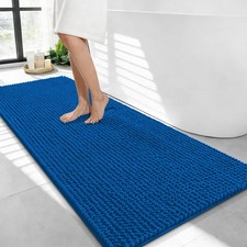 OLANLY Thick Bathroom Runner Rugs 44x24, Extra Soft 44" X 24", Deep Navy Blue