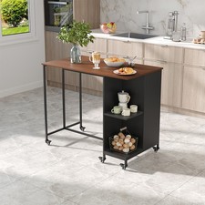 Rolling Kitchen Island with Storage Shelves Industrial Catering Dining Table