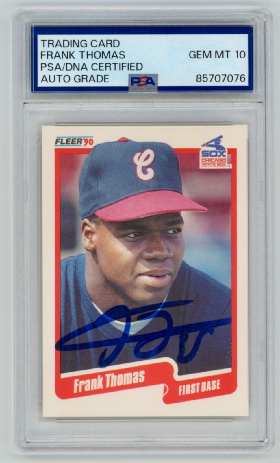 FRANK THOMAS Signed 1990 Fleer Update Baseball ROOKIE CARD + PSA 07076 Auto 10