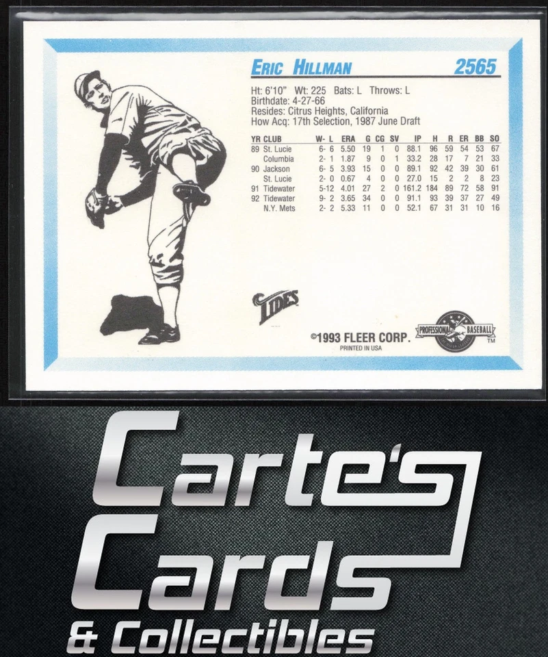 Eric Hillman 1993 Fleer ProCards #2565 Norfolk Tides - Image 2 of 2