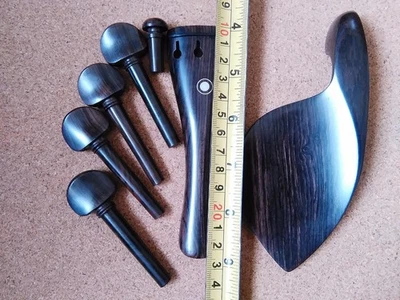 ! Set Ebony VIOLA Parts Including The Chin Rest Pegs Tailpiece for 15 To 16 Inch - Image 1 of 4
