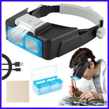 Headband Magnifier with Light,Rechargeable Magnifying Glasses for Close Work,...