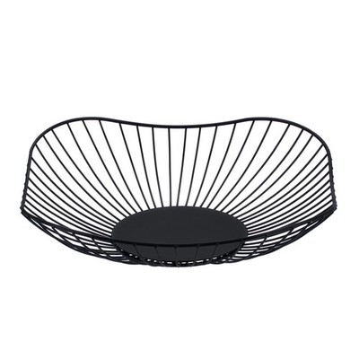 Black Short Curved Metal Iron Wire Square Fruit Basket Decorative Stand Dish