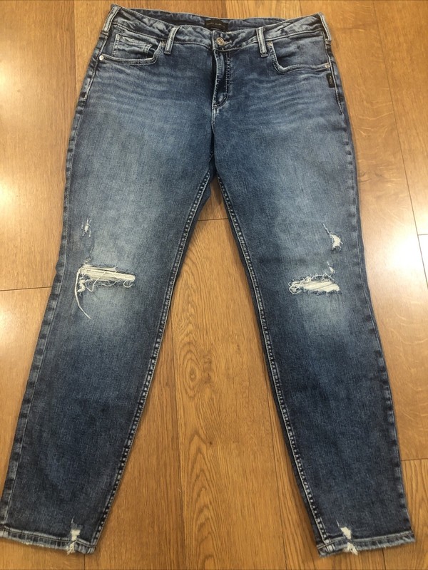 Silver Jeans Co. Boyfriend Denim Jeans Relaxed Fit W32 L29 Distressed