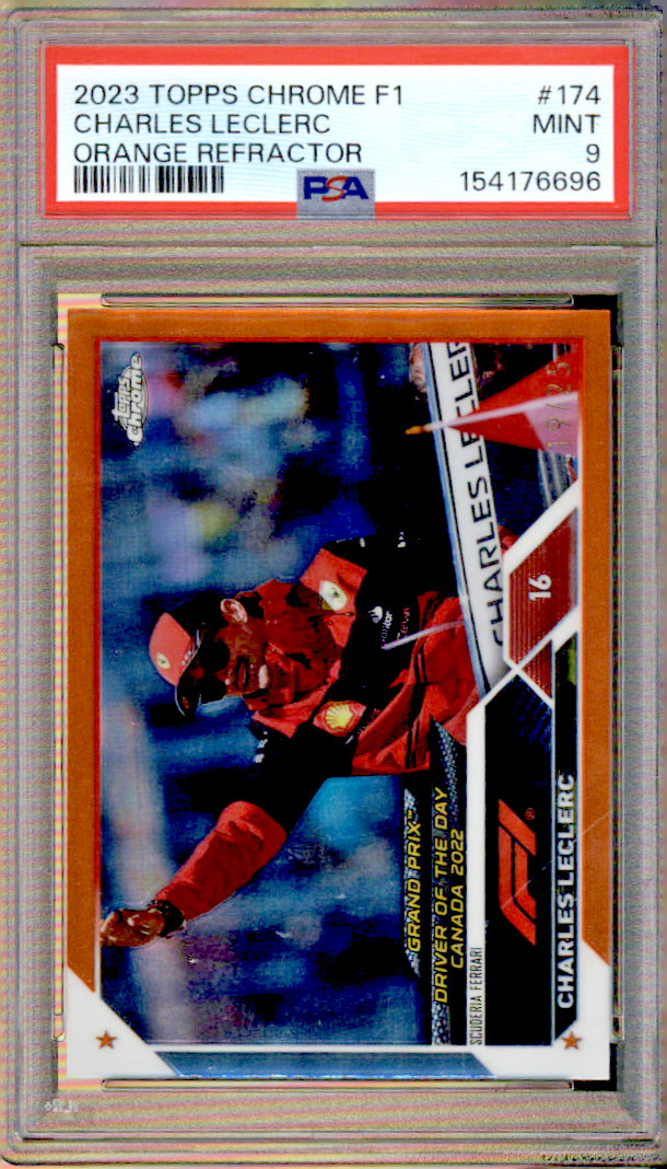 2023 Topps Chrome F1 Charles LeClerc Orange Refractor /25 PSA Mint 9