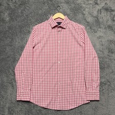 Mizzen Main Shirt Mens M Trim Fit Leeward Pink Gingham Check Performance Stretch