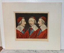 1920's MEZZOTINT TRIPLE PORTRAIT OF CARDINAL RICHELIEU - THE MUSEUM GALLERIES
