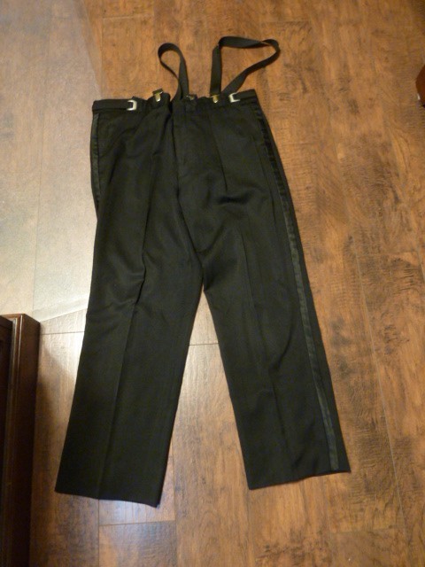 TUX-7) vintage Tuxedo Pants Men's 40 x 39L black pinstripe