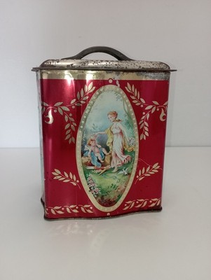 Vintage Red Tin Box (Rococo/Neoclassical Style)