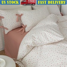 Soft Cotton Duvet Cover Set Floral Hidden Zipper Pillow Shams Easy Care New