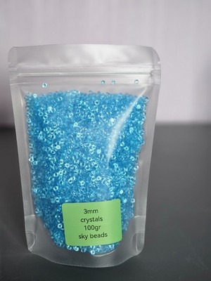 100gr 3mm Meerperlen Kristalle hervorragend für Schneekugel 