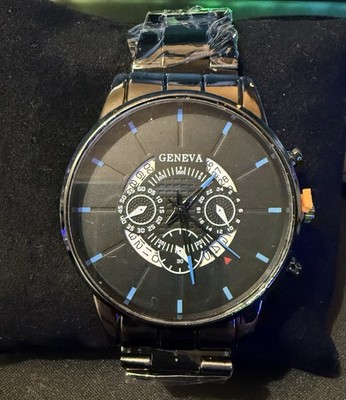 Herren Marken Armbanduhr Uhr Geneva in schwarz auffallend modernes Design