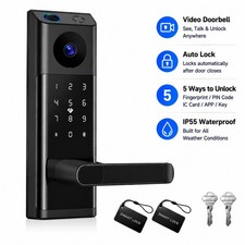 Video Smart Lock with Camera Doorbell 5-in-1 Keyless Entry Door Lock w/ Handle