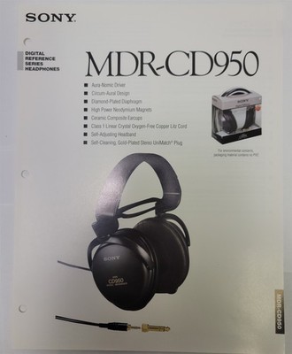 1991 Sony MDR-CD950 Digital Reference Series Stereo Headphones Brochure & Specs