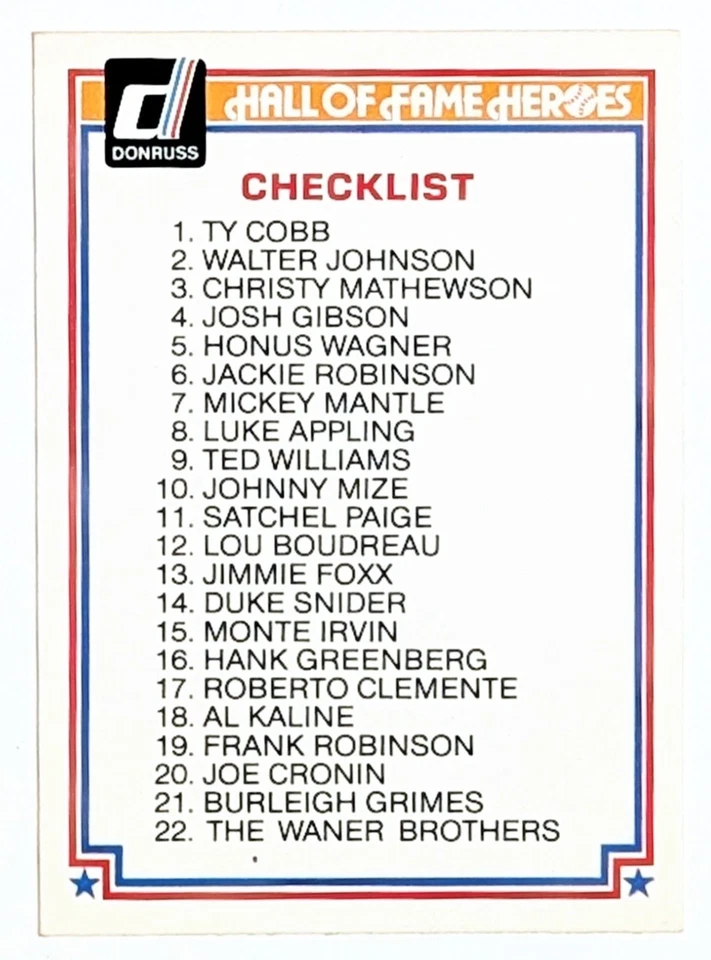 Juego completo de 44 cartas Donruss Hall Of Fame Heroes 1983 Foto 2 de 3