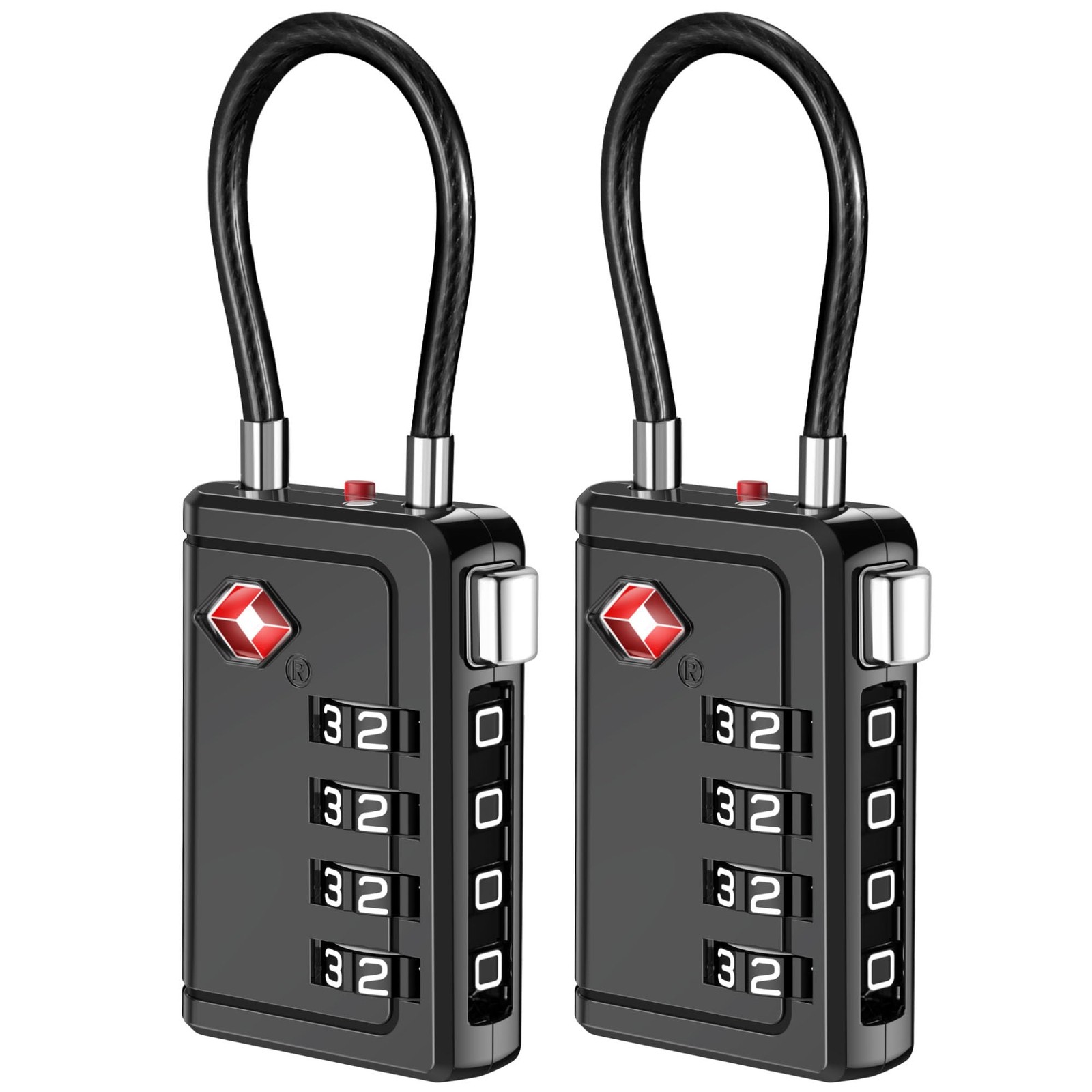Travel Locks With Open Alert Indicator, 4 Digit Comb