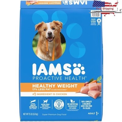 Healthy Weight Dry Dog Food Chicken Kibble Supports Muscles Energy 15lb Bag New