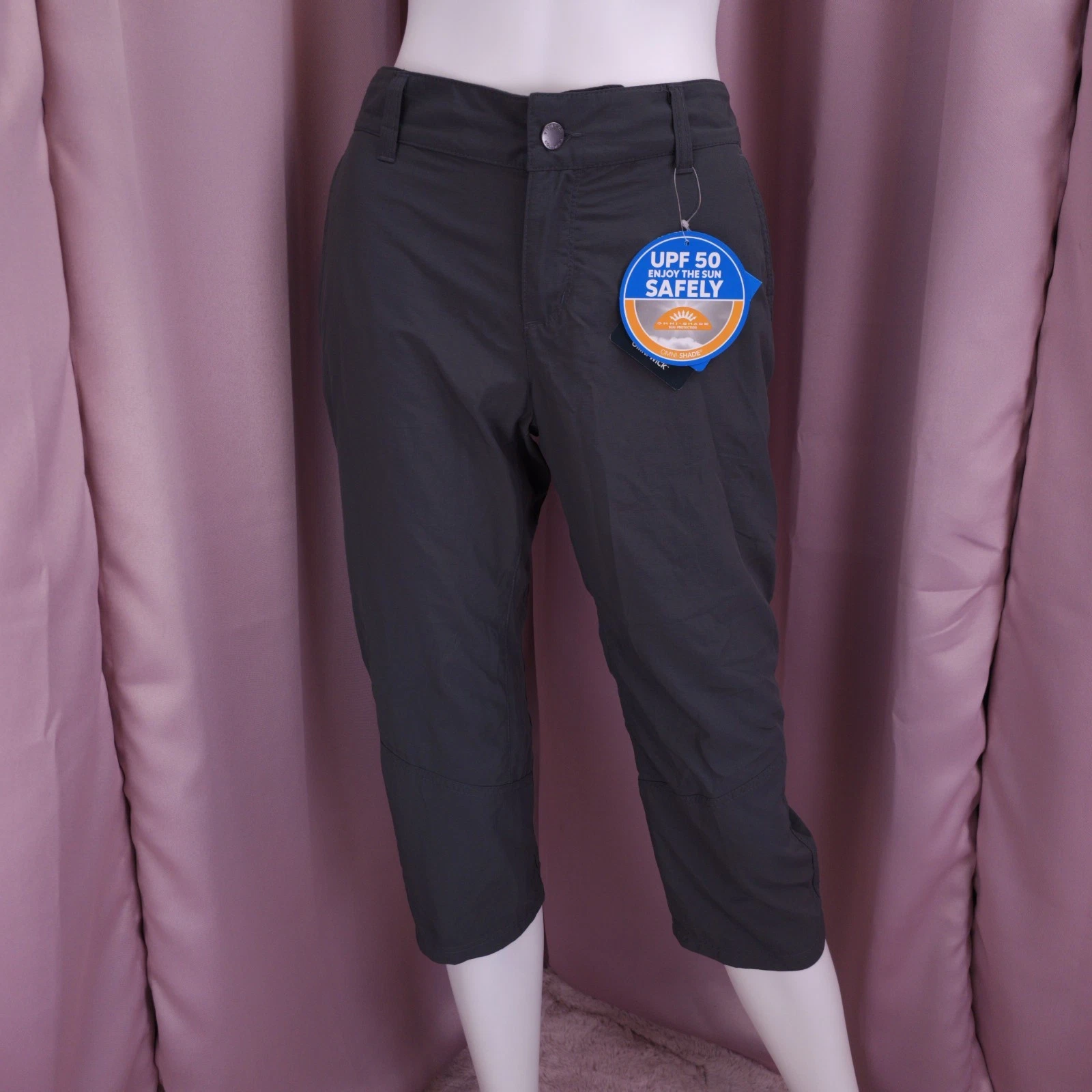 Columbia Women's Pro Fishing Gear Gray UPF50 Omni-Shade Active Capri Pants 4 NWT