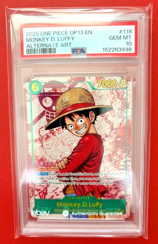 Monkey D. Luffy OP13-118 PSA 10 2025 One Piece Carrying on His Will SEC Alt Art