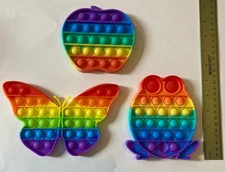 Lot of 3 Pop It Toys Butterfly Frog Apple Brand New Gift Christmas