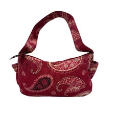 Vera Bradley Red Paisley Quilted Cotton Shoulder Bag Zipped Small Hobo Handbag