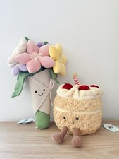 Combo:AUTHENTIC   Jellycat Amuseables Bouquet of Flowers  Birthday Cake-Dust Bag