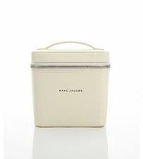 MARC JACOBS Parfums Cream Faux Leather Train Case Travel Vanity Organizer