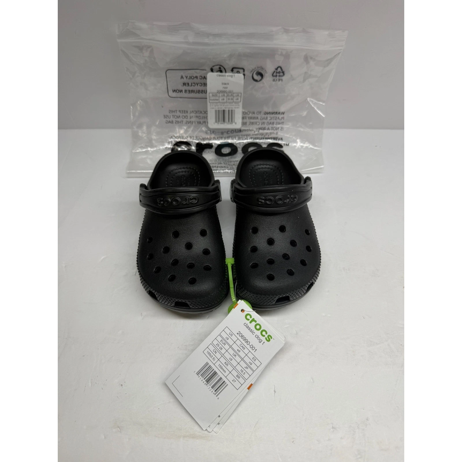 Crocs Classic Clog T Black Toddler Shoes Size C9 206990-001 NWT