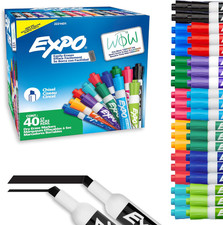 Dry Erase Markers, Low Odor Ink, Assorted Fashion Colors, Chisel Tip, 40 Count -