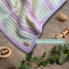 Cream and Pink Merino Wool and Bamboo Baby Blankets Handmade for Girl