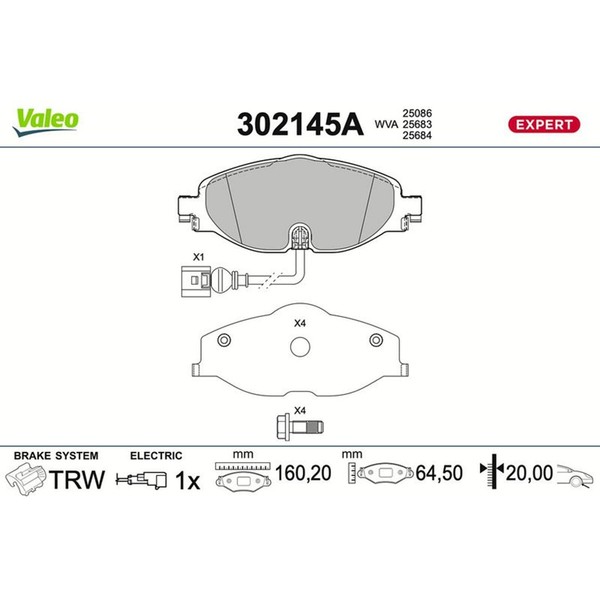 Valeo BremsbelÄGe Satz Vorne Hinten Passend FüR Audi A3 Q2 Q3 TT Cupra Formentor-image