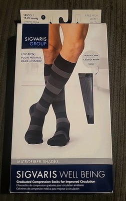 Sigvaris Group Well Being Graduated Compression Socks- Size C Graphite Stripe