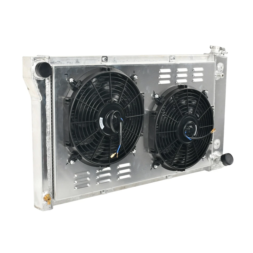 Ventilador y relé de radiador y cubierta de 3 filas para camioneta Chevy/GMC C/K 1967-72 10/20/30 Foto 2 de 4