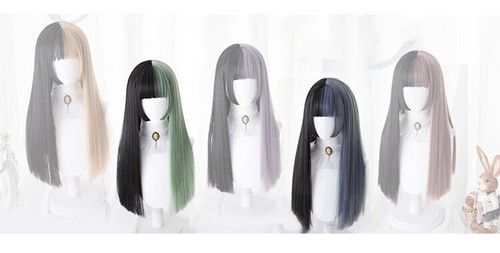 Princess Long Hair Lolita Purple Black Two-Color Double Ponytail Cosplay Wig - Picture 6 of 27