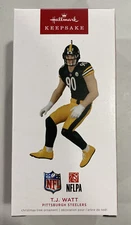 2022 Hallmark T J Watt #90 Pittsburgh Steelers Keepsake Ornament NEW NIB