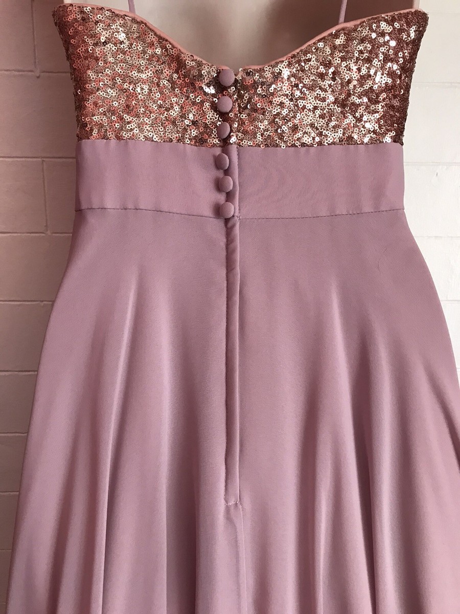 ALFRED ANGELO SAPPHIRE SIZE 8 ROSE GOLD/SPARKLY FORMAL GOWN W/SPAGHETTI  STRAPS | eBay