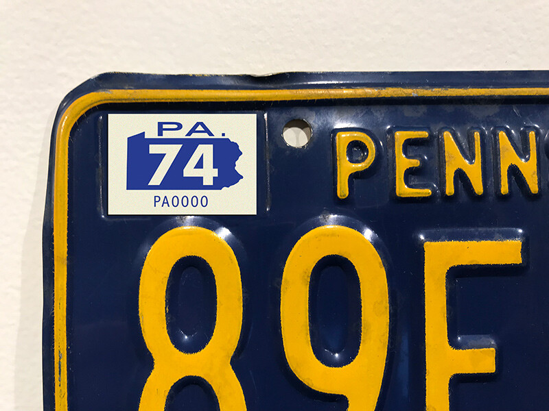 1974 Pennsylvania License Plate Registration Sticker, PA, Classic