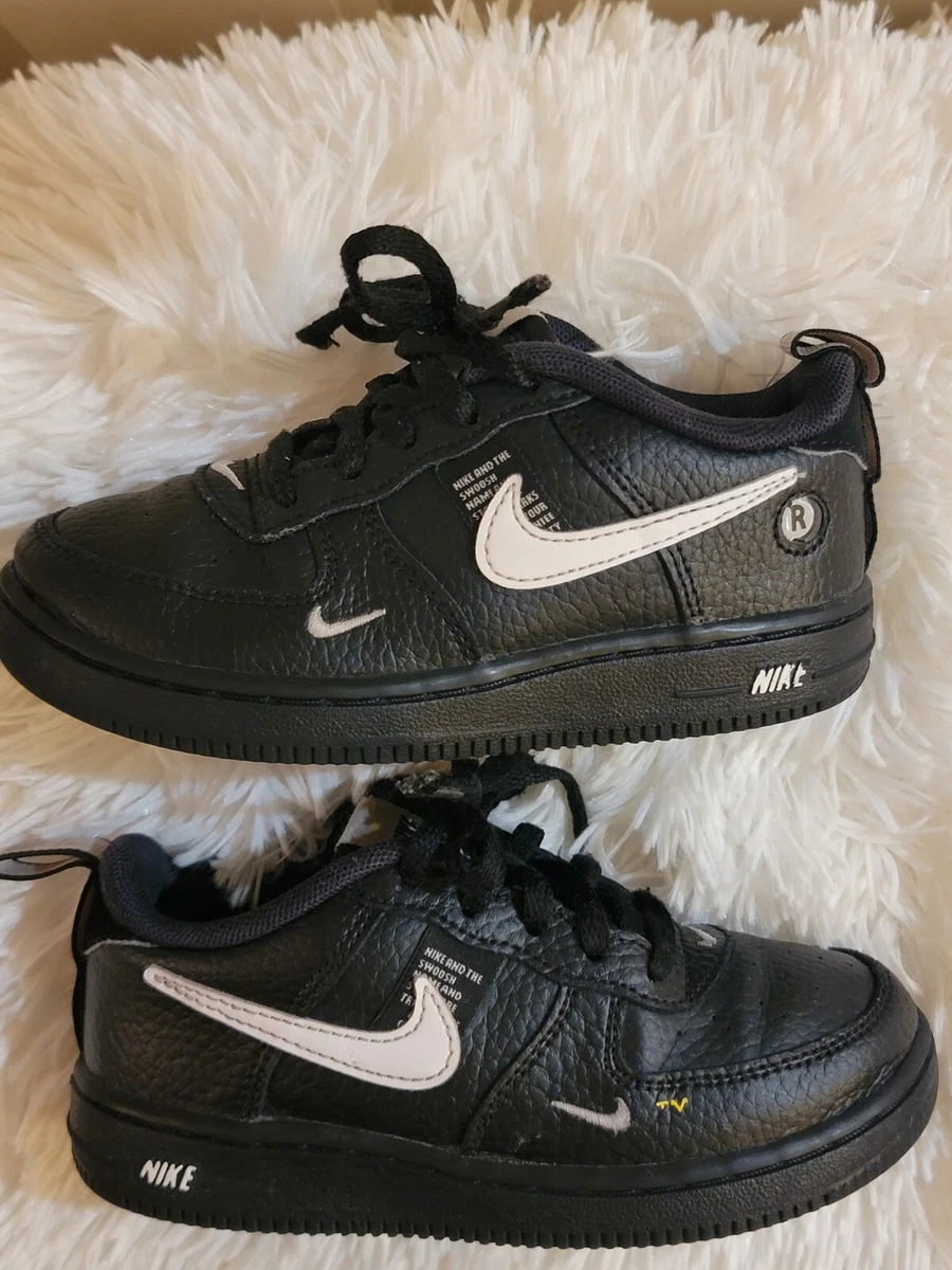 NIKE AIR FORCE 1 LV8 UTILITY 'OVER-BRANDING ' TODDLERS SIZE 10C AV4273-001  BLACK