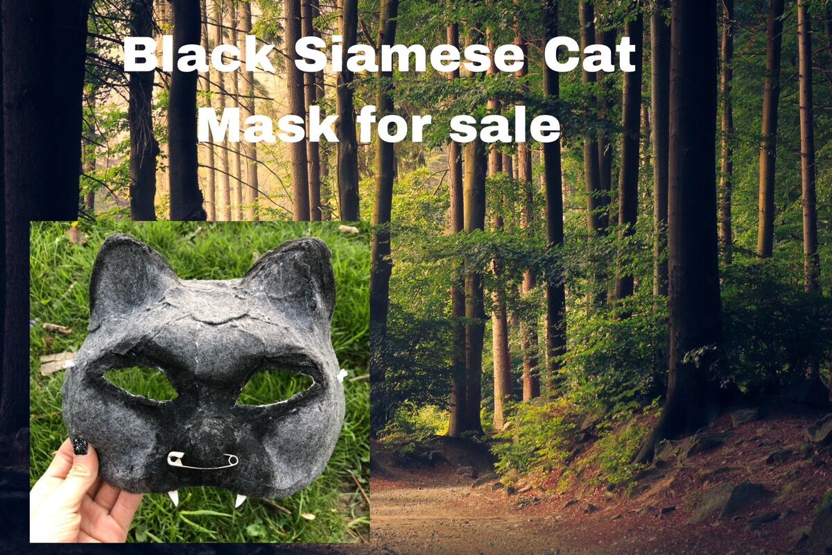 Black/Grey Siamese Therian/otherkin Half Cat Mask ⚠️READ DESC⚠️