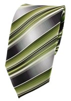 Tigertie Seidenkrawatte GrüN HellgrüN Grau Silber Gestreift- Krawatte Seide Silk