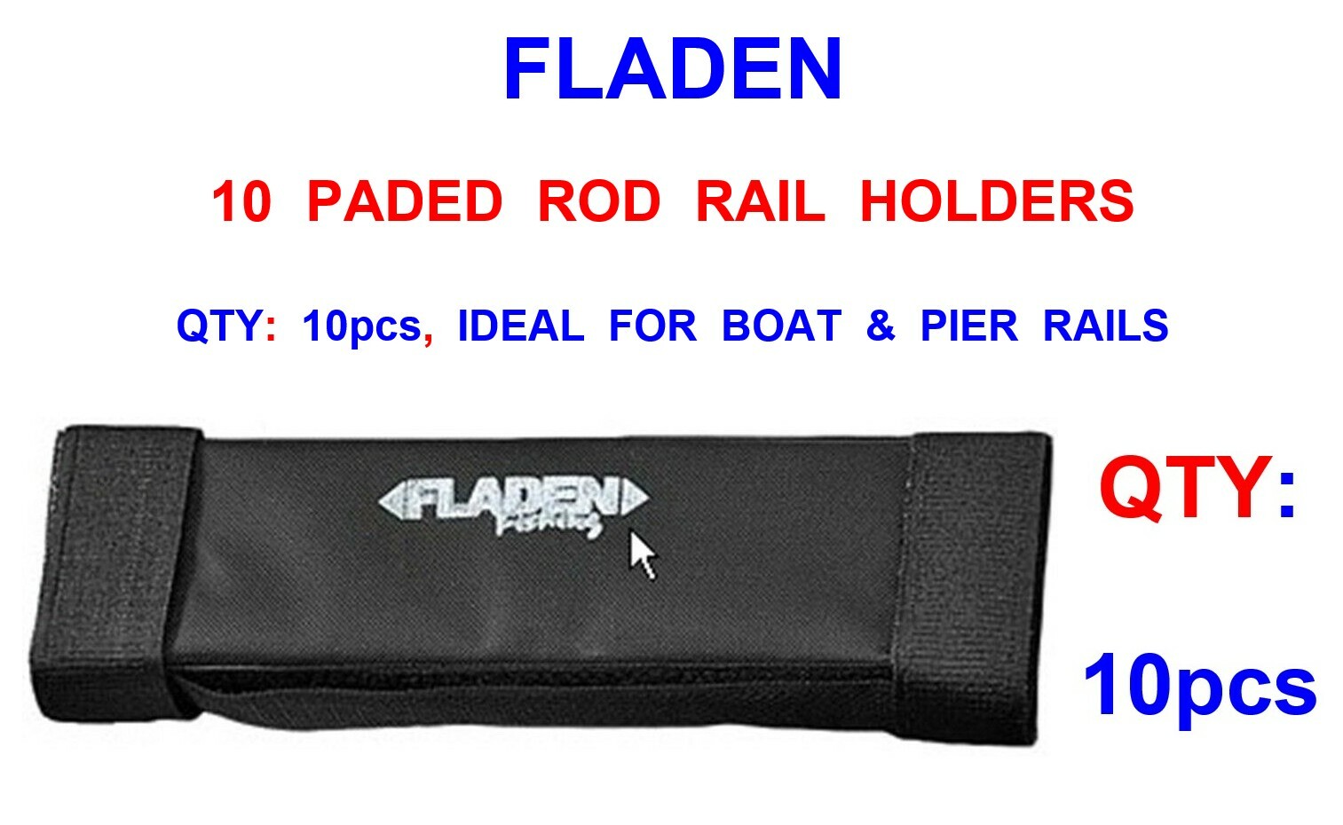 10 FLADEN PADDED ROD RAIL REST HOLDERS FOR SEA BOAT FISHING PIER BEACHCASTER ROD